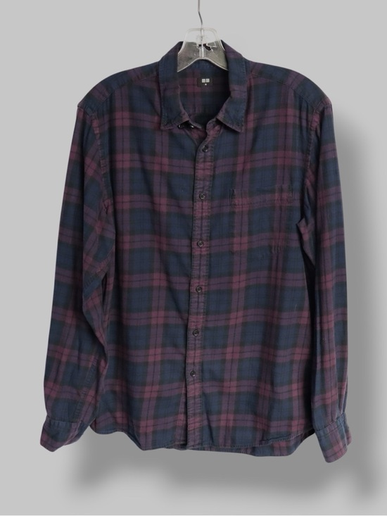 Uniqlo Other - Uniqlo Plaid Button Up Shirt Men’s Medium Purple Blue Casual Flannel Style